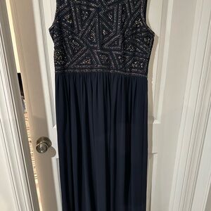 Adrianna Papell Navy Evening Dress with Subtle Sheen